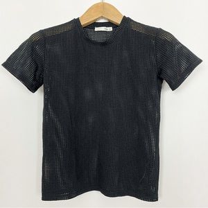 Wilfred Free XS Black Mesh Cotton Blend T-Shirt‎